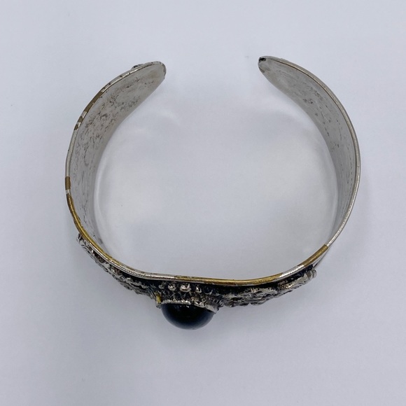 Vintage Asian Foo Dog Lion Dragon Silver Tone Cuff Bracelet - Picture 6 of 13